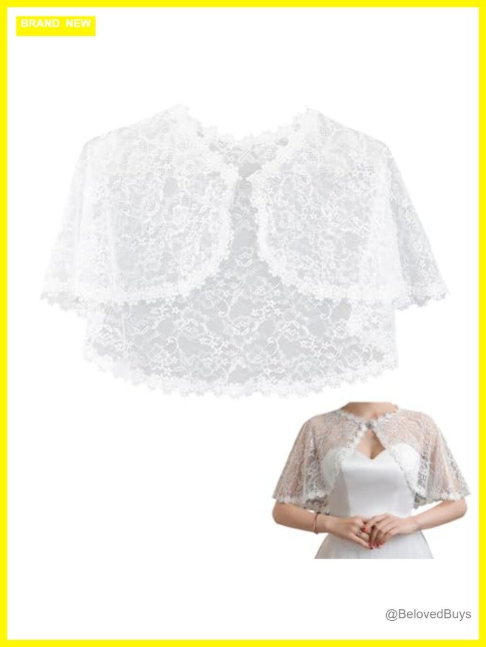 Lace Wedding Shawl Capelet Floral Bridal Wrap Polyester